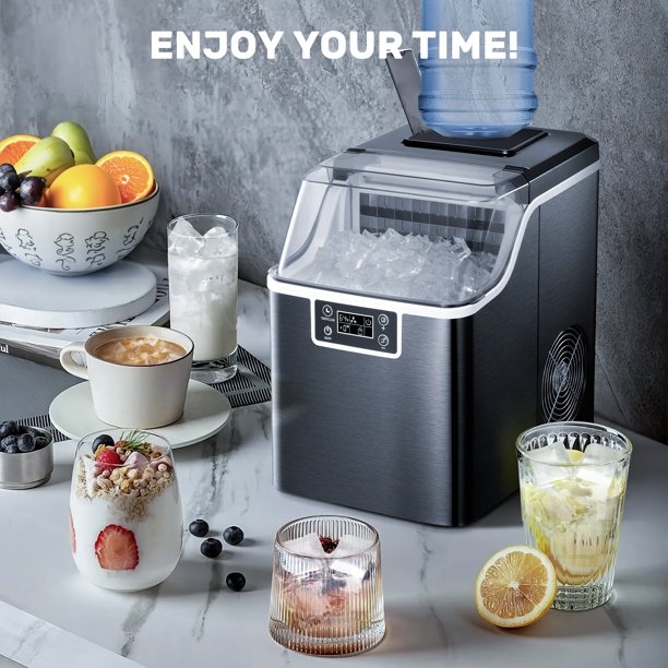 KISSAIR Countertop Ice Maker, 44Lbs/24H Self-Cleaning Ice Machine with Ice Scoop & Basket, Ideal for Home/Kitchen/Office