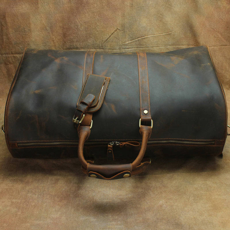 Leather Men's Weekender Travel Duffle Bag Vintage Overnight Bag