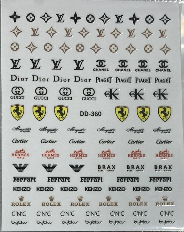 3D Luxury Designer LOGO Nail Stickers - Collection