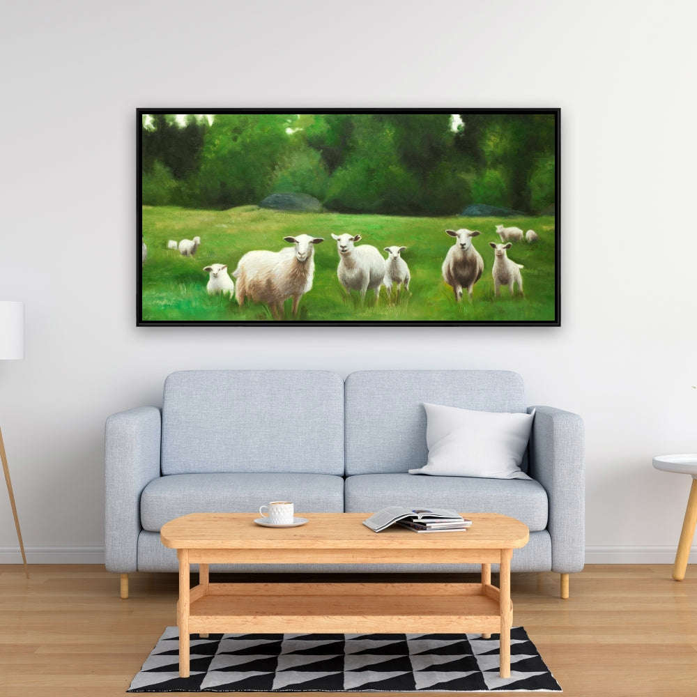 Fields Of Sheep, Fine Art Gallery Wrapped Canvas 16x48