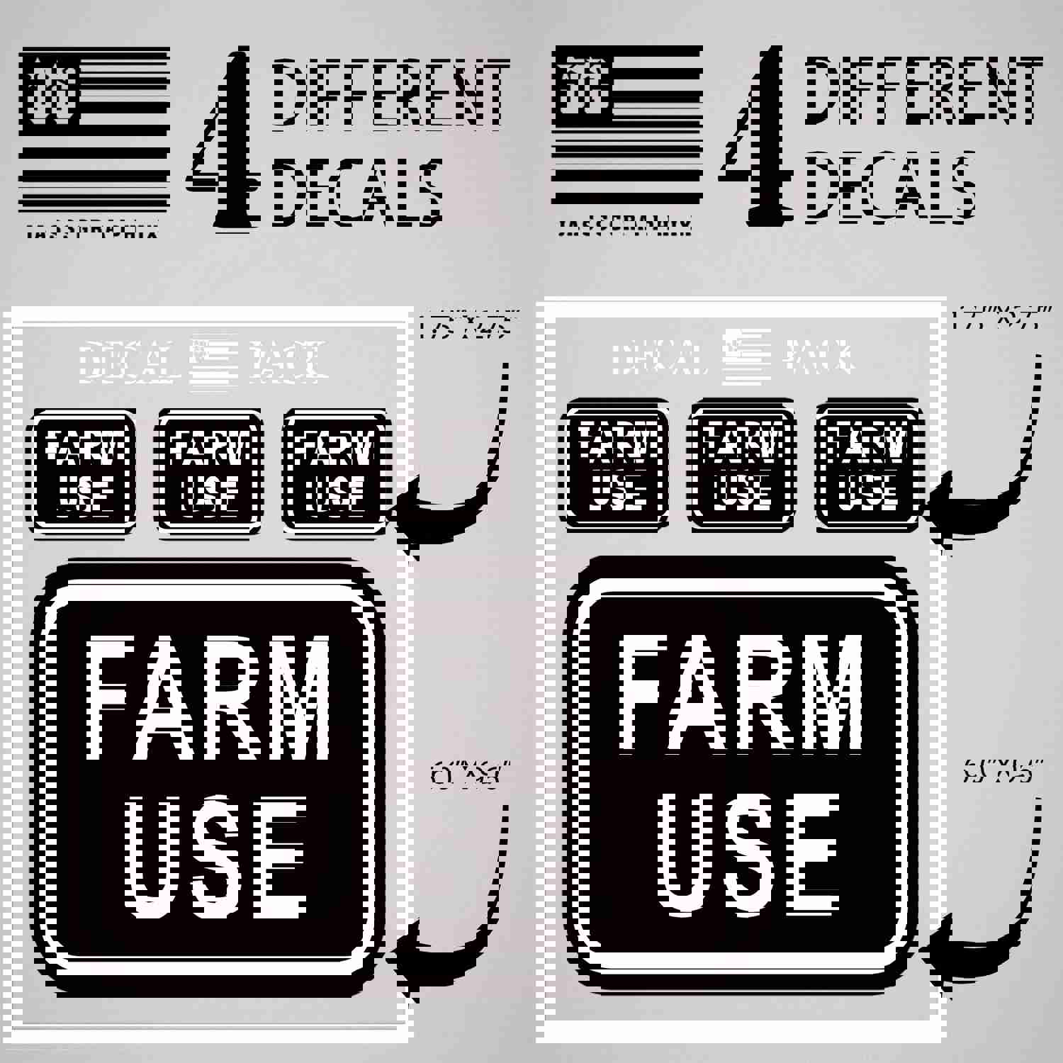 Farm Use Decal Pack of 4 Stickers - High-Quality Vinyl Decals for Farming Enthusiasts