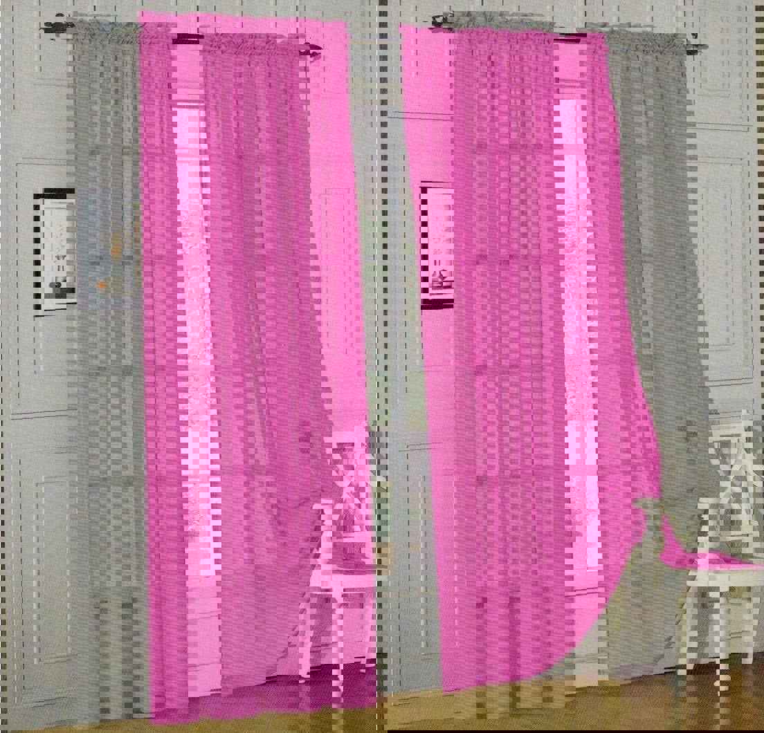 2-Piece Sheer Window Curtain Panels with 2 Inch Rod Pocket