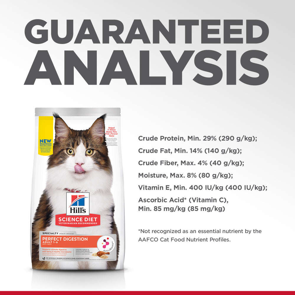 Hills Science Diet Adult Perfect Digestion Dry Cat Food with ActivBiome+ Technology