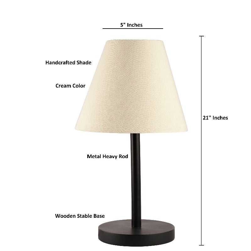 BTR CRAFTS Raven Black Metal Table Lamp with Conical Lampshade for Modern Home Decor
