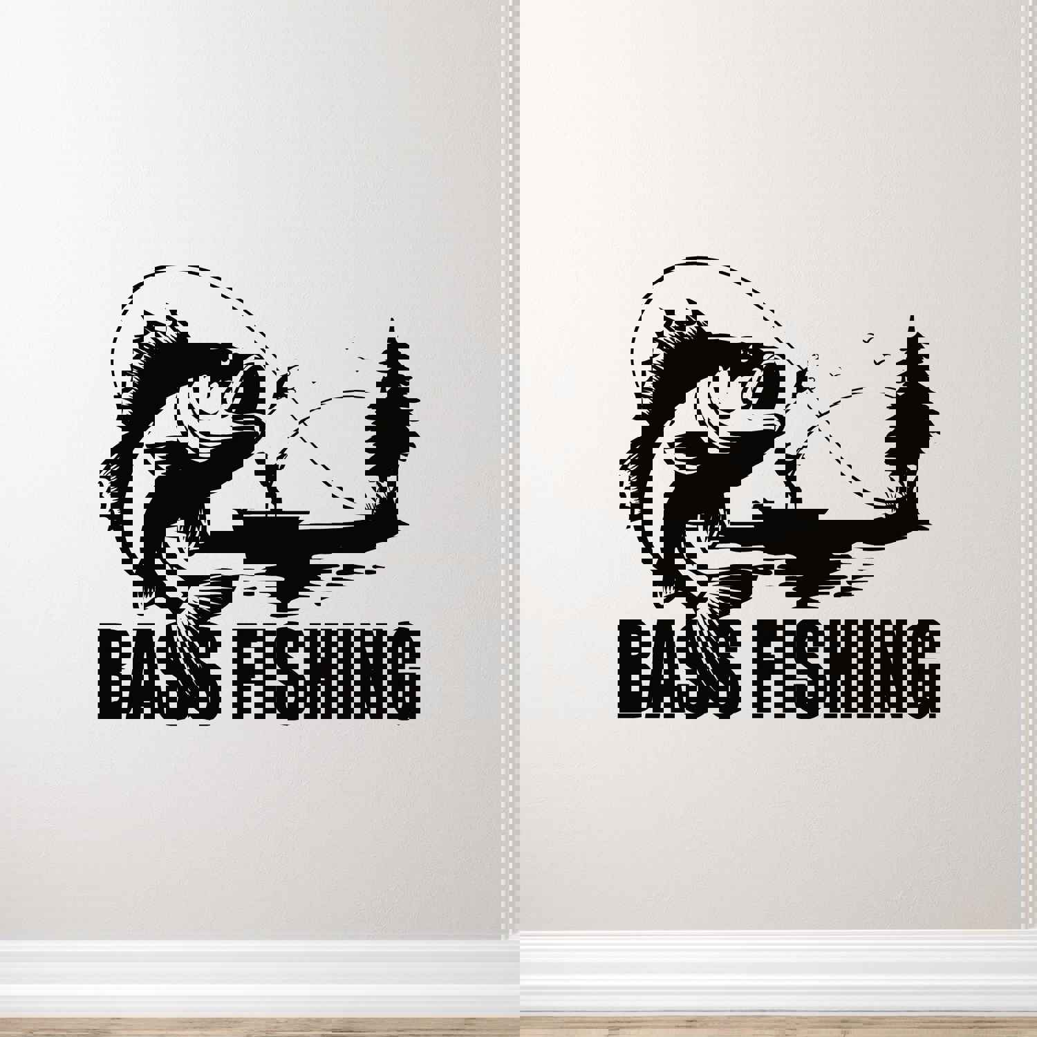 Vinyl Wall Decal Fishing Logo Design Bass Fishing Fisher Hobby Stickers Mural (g9354)