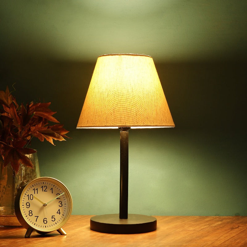 BTR CRAFTS Raven Black Metal Table Lamp with Conical Lampshade for Modern Home Decor