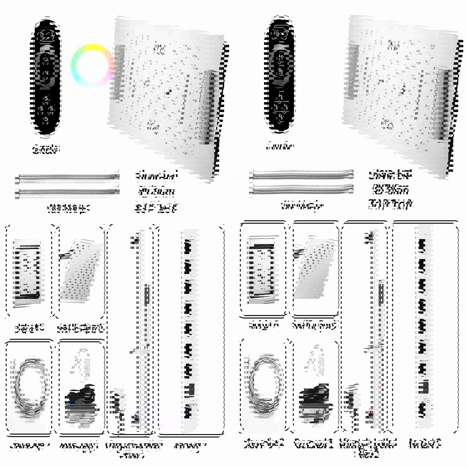 ALAMERE 36 IN DUAL SHOWERHEAD 7 FUNCTIONS COMPLETE LED MUSIC SHOWER SYSTEM