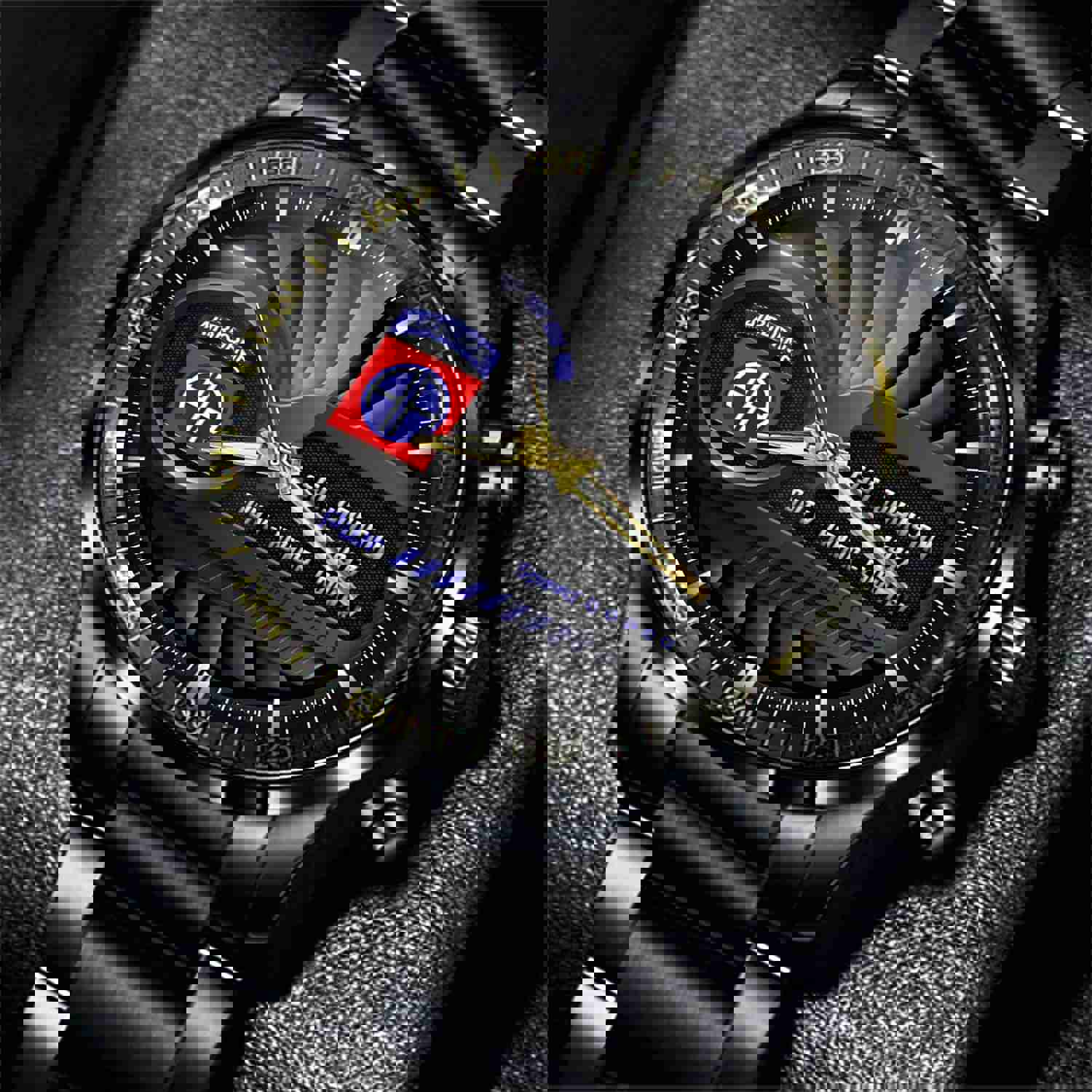 82d Airborne Division Fashion Watch - Duty Honor Country Black Watch Custom Military Gift