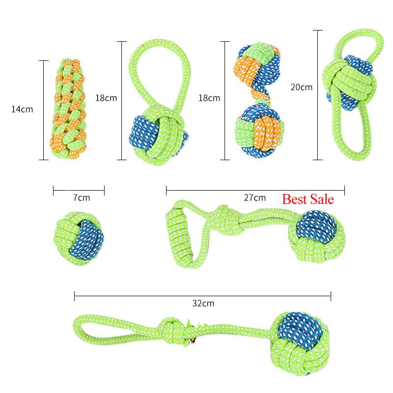 1PC Eco-Friendly Dog Chew Toy - Green Rope Ball for Teeth Cleaning & Training