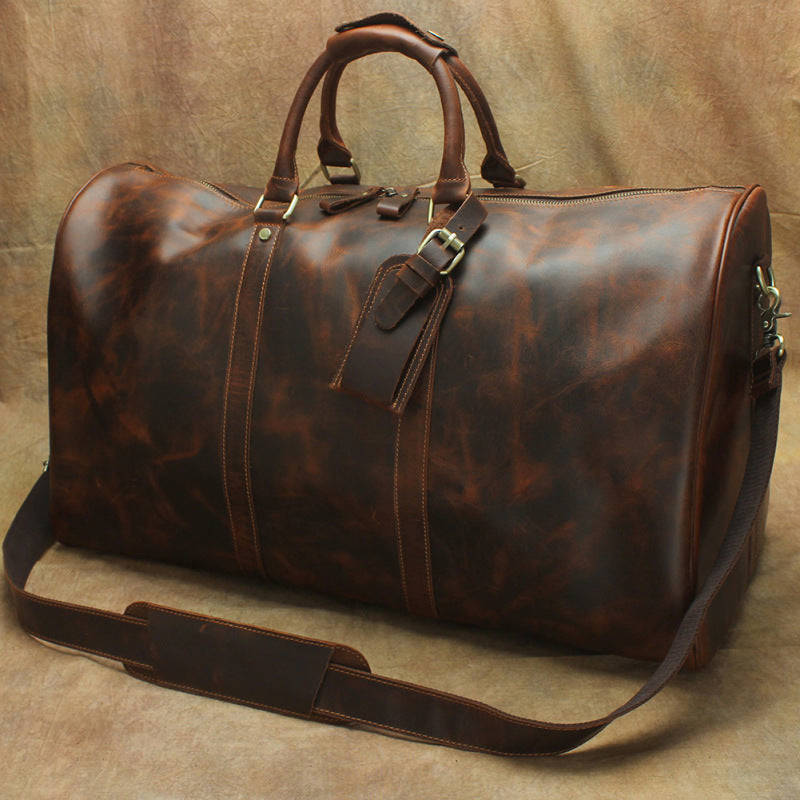 Leather Men's Weekender Travel Duffle Bag Vintage Overnight Bag