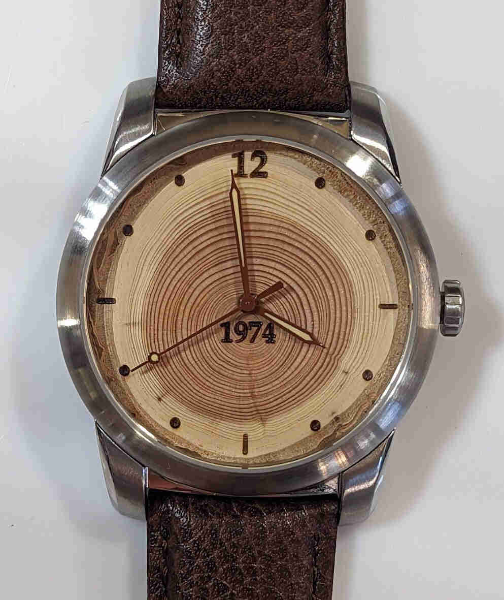 Mens Watch Made of Tree Rings - Unique 50th Birthday or Anniversary Gift