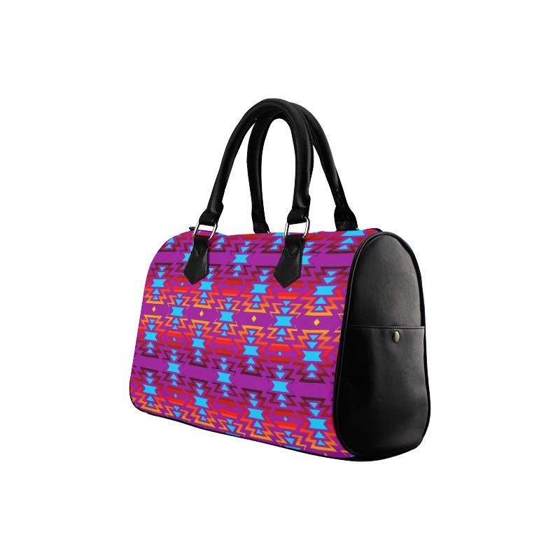 Big Pattern Fire Colors and Sky Moon Shadow Boston Handbag