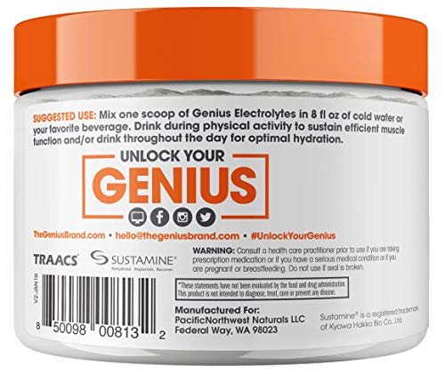 Genius Electrolyte Powder – Sugar-Free Hydration Booster with Potassium, Magnesium & Zinc | Vegan & Keto Friendly | Orange Fizz (30 Servings)