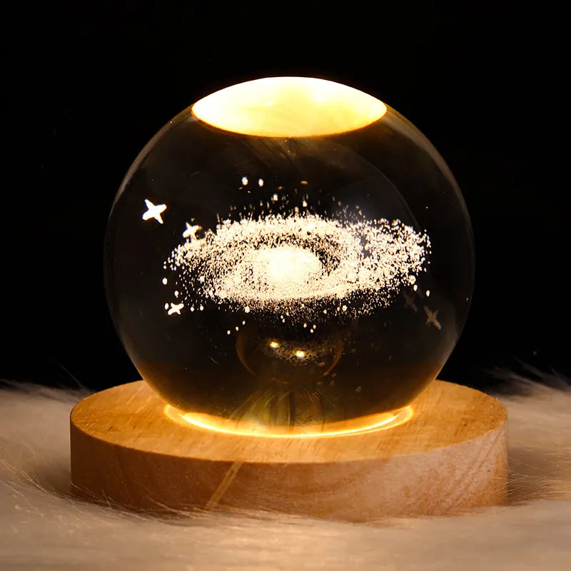 USB LED Night Light Galaxy Crystal Ball Table Lamp 3D Planet Moon Lamp for Home Decor
