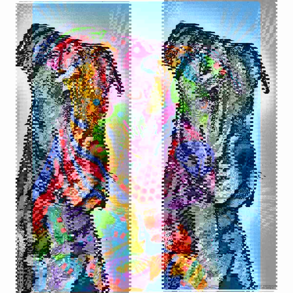 Pit Bull Dog Dean Russo Wall Decal - Vibrant Pet Wall Art