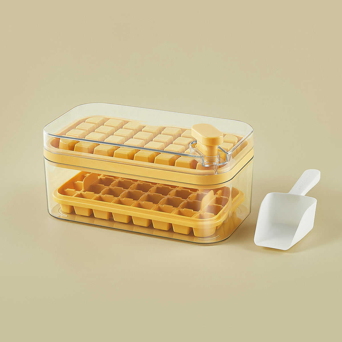 One-button Press Type Ice Mold Box with Storage Lid for Kitchen