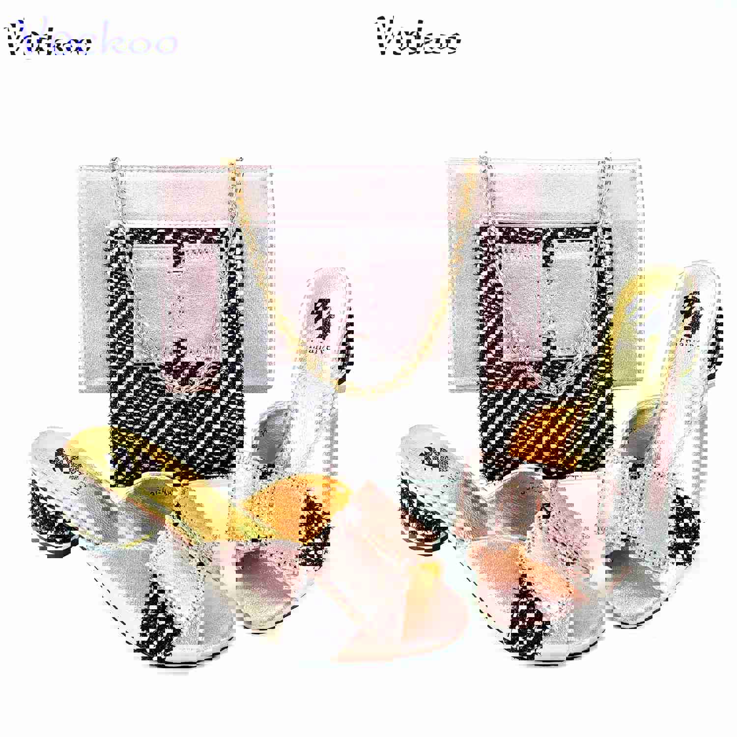 Sweet Style Italian Design Red High Heel Slippers for Women with Matching Bag