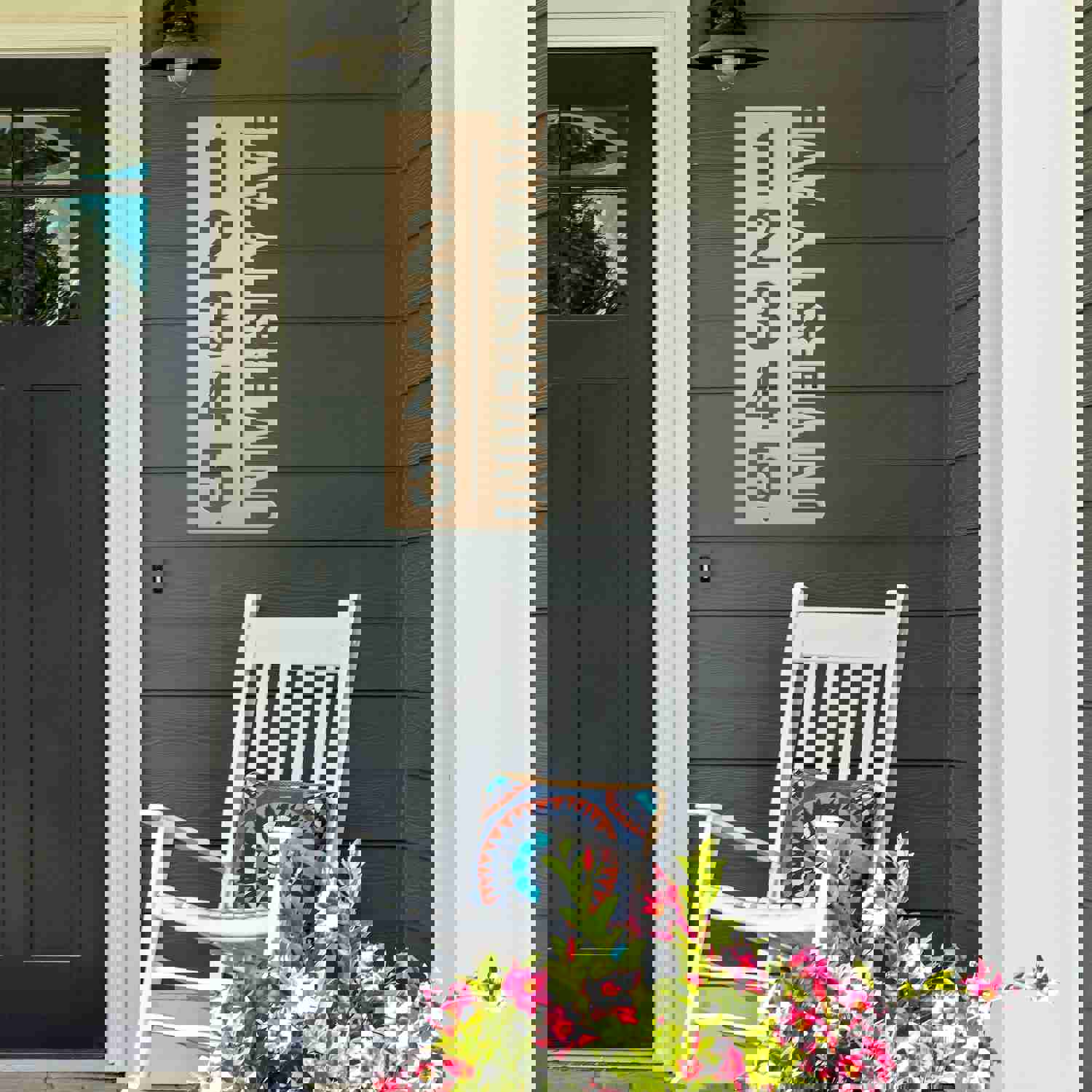 Personalized Vertical Address Metal Sign - Modern House Numbers, Perfect Housewarming & Wedding Gift