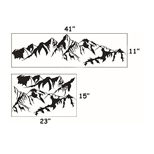 DNVEN 41 inches x 11 inches Mountain Hill Silhouette Wall Decal Sticker for Living Room & Bedroom