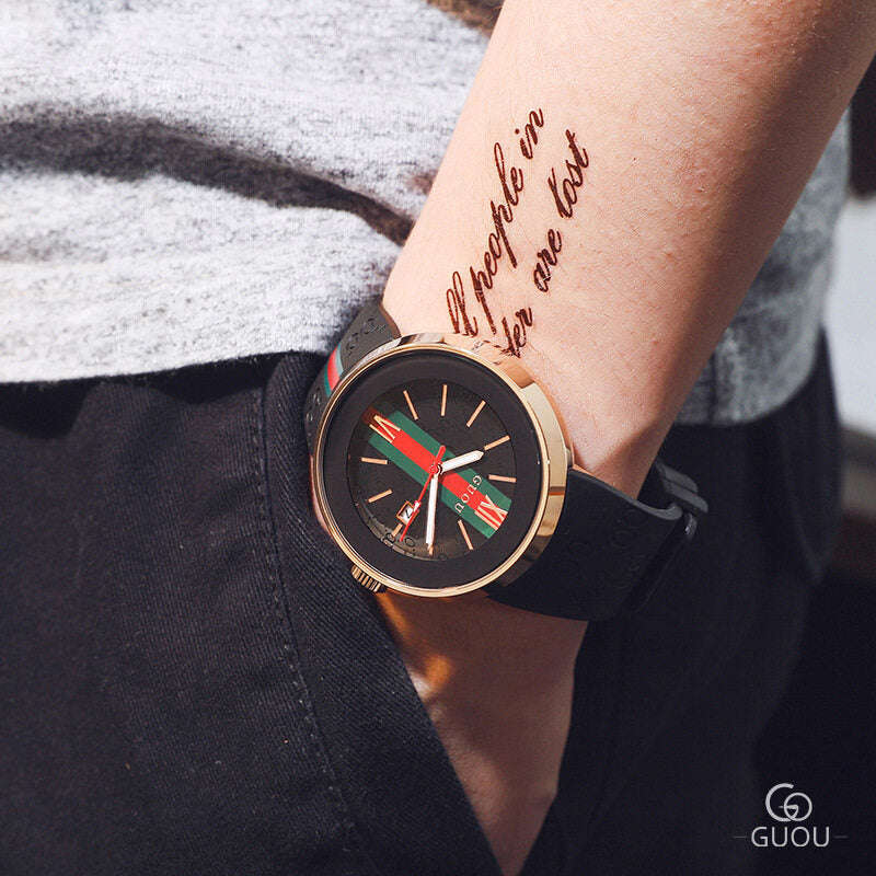 Guou 8192 Big Dial Fashion Quartz Watch for Men - Neutral Trendy Student Couple Watch