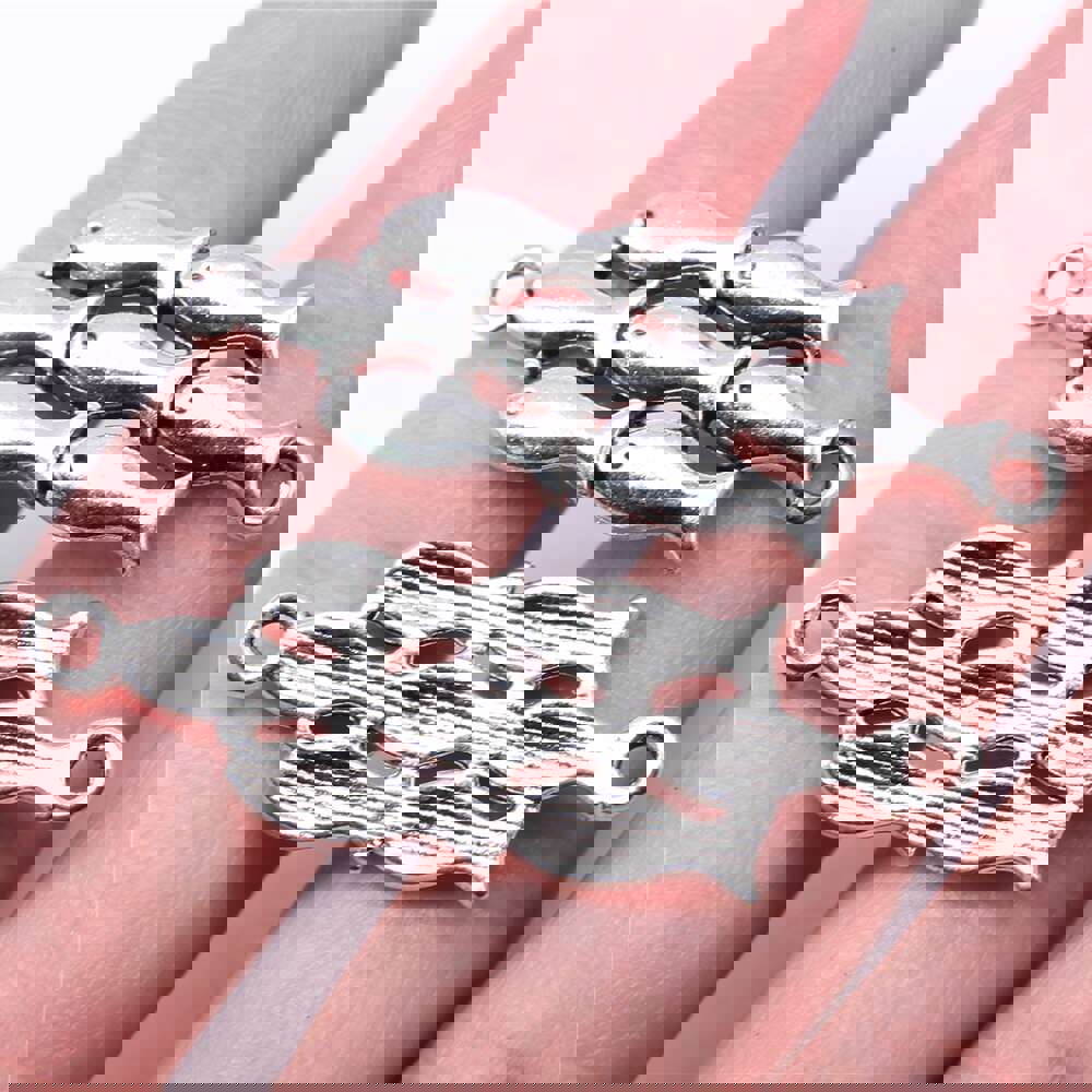 WYSIWYG 5pcs Charms 45x15mm Fish Connector Charms For Jewelry Making DIY Jewelry Findings Antique Silver Color Alloy Pendant