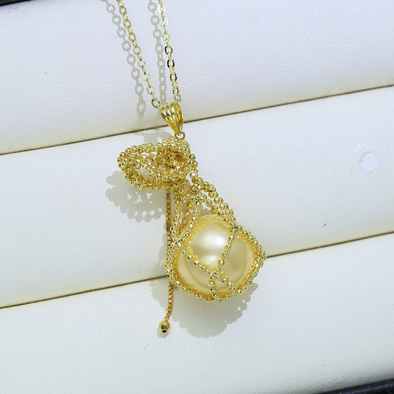 Women's Fashion Sterling Silver Fortune Bag Money Bag Pendant Necklace