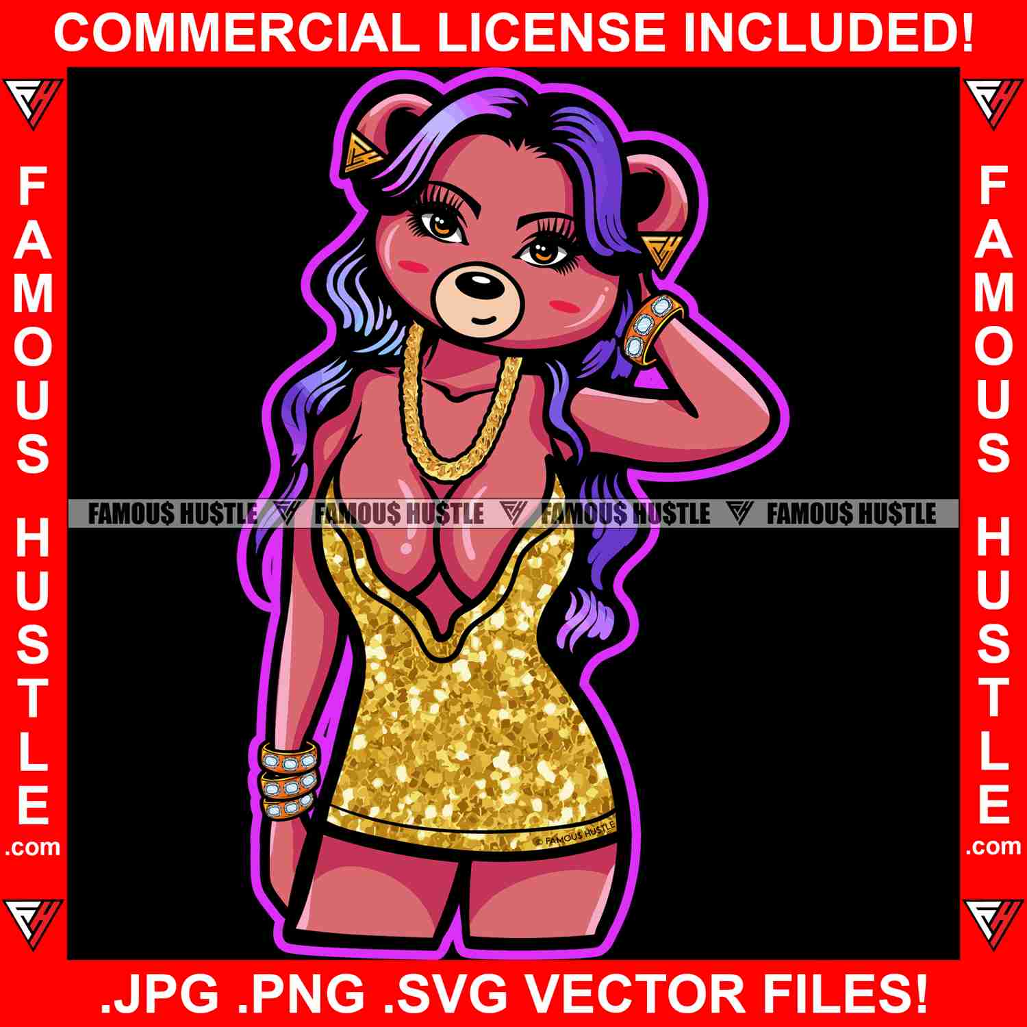 Sexy Female Teddy Bear Graphic Design T-Shirt Print