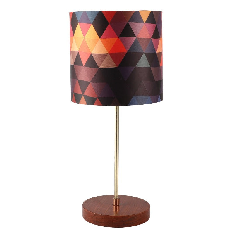 BTR CRAFTS Light Gold Rod & Brown Wooden Base Table Lamp with Premium Color Shade