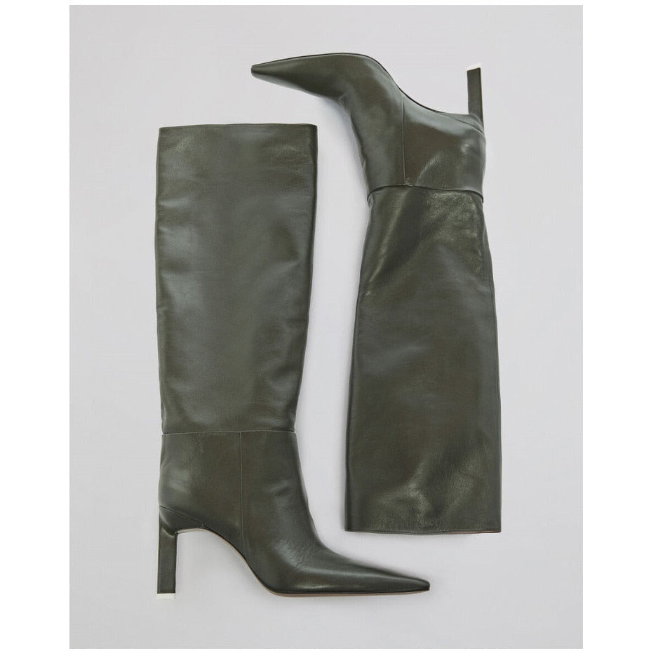 Autumn and Winter Fashion Leather Boots - Pointed Toe High Heel