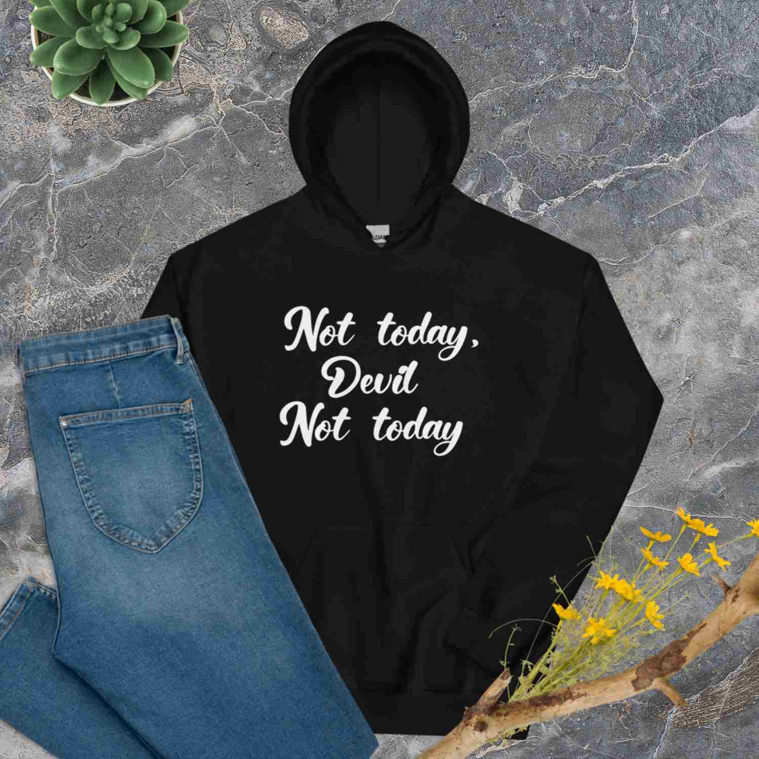 F&H Christian Not Today Devil Women's Hoodie - Soft & Stylish