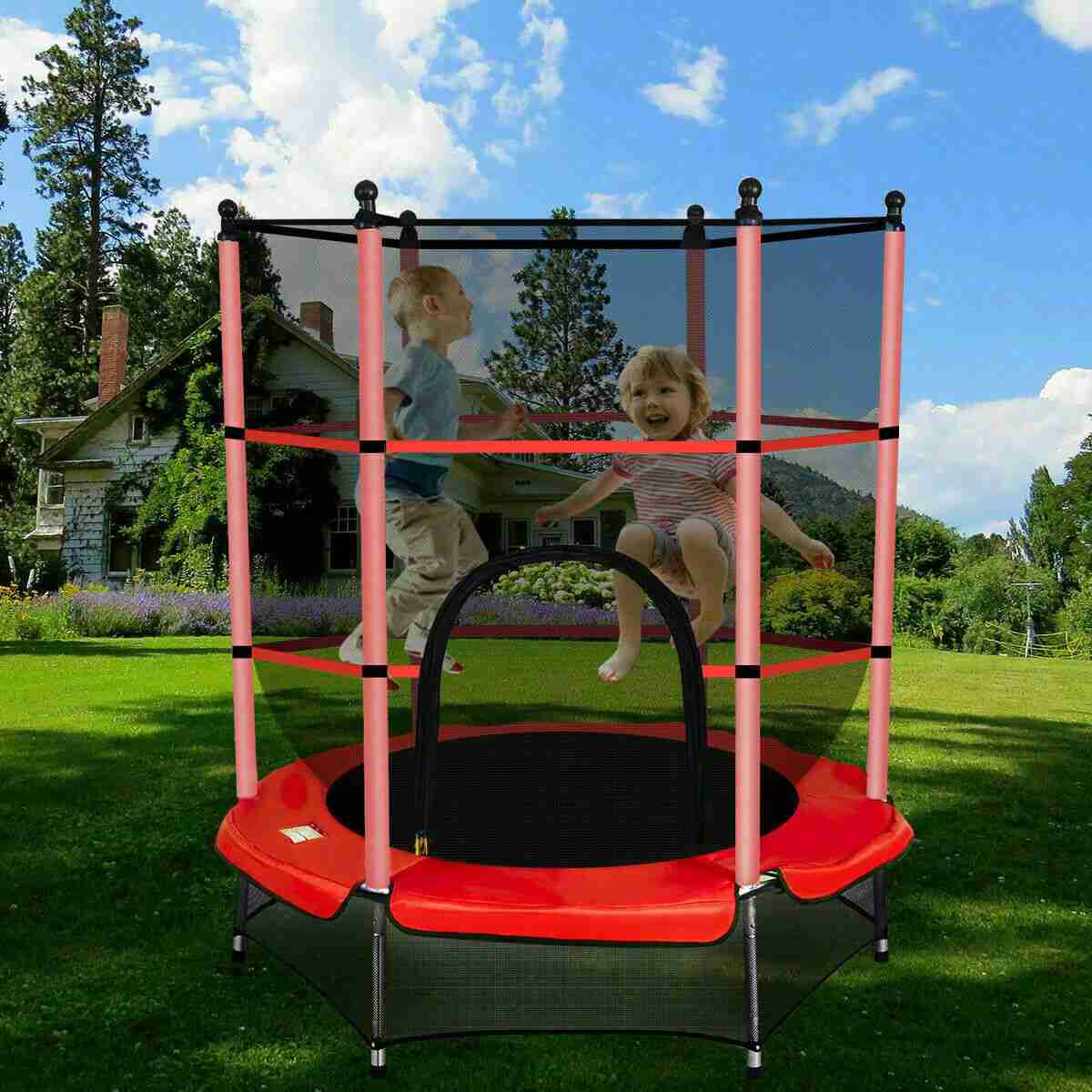 55inch Kids Trampoline with Safety Enclosure Net for Outdoor & Indoor Play
