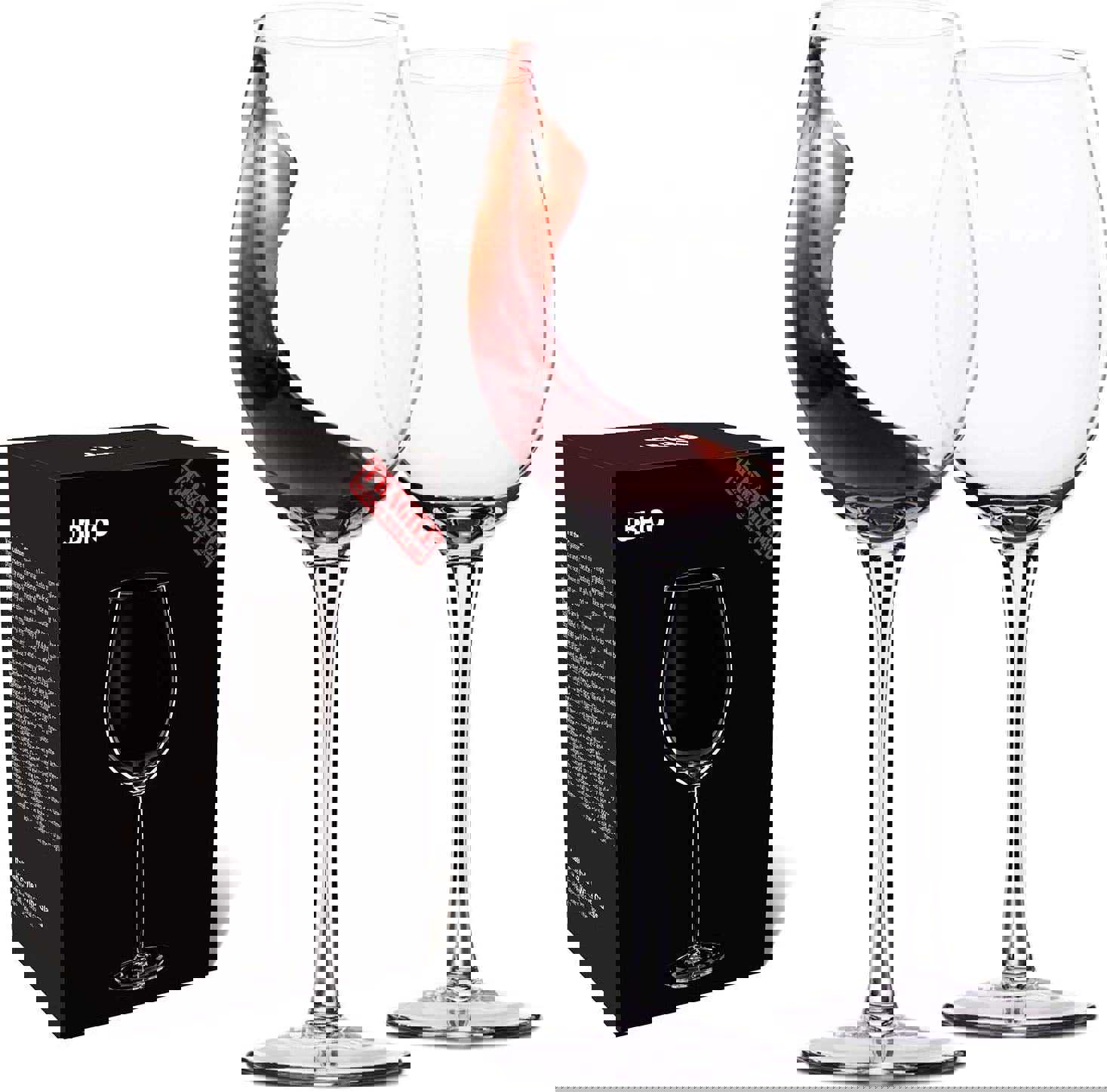 Hand Blown Italian Style Crystal Burgundy Wine Glasses
