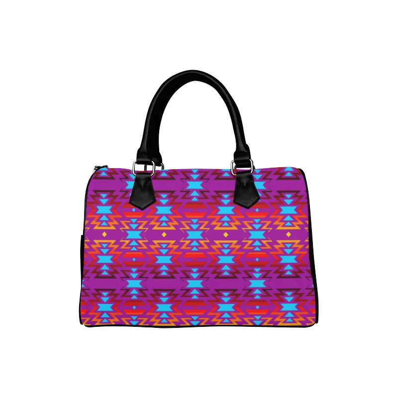 Big Pattern Fire Colors and Sky Moon Shadow Boston Handbag