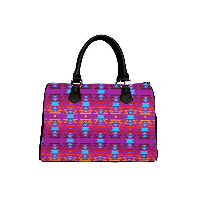 Big Pattern Fire Colors and Sky Moon Shadow Boston Handbag