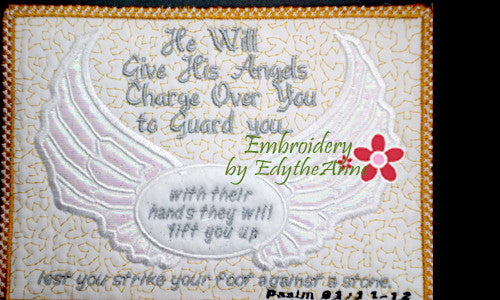 PSALM 91 SET OF 2 Gods Prayer of Protection IN THE HOOP Faith Based Mug Mat/Mug Rugs