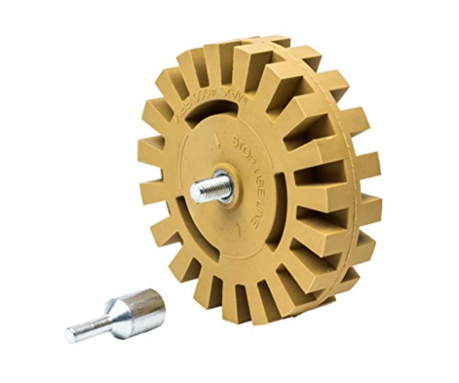 Decal Removal Eraser Wheel Tool Kit - 4 Inch Rubber Power Drill Attachment for Removing Pinstripes, Stickers, Adhesive Vinyl Decals