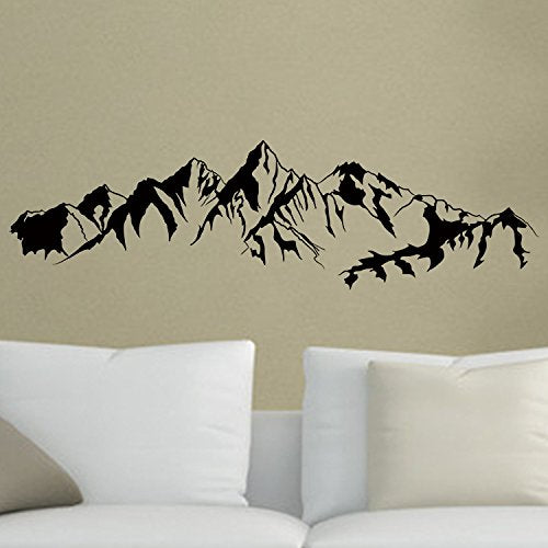DNVEN 41 inches x 11 inches Mountain Hill Silhouette Wall Decal Sticker for Living Room & Bedroom