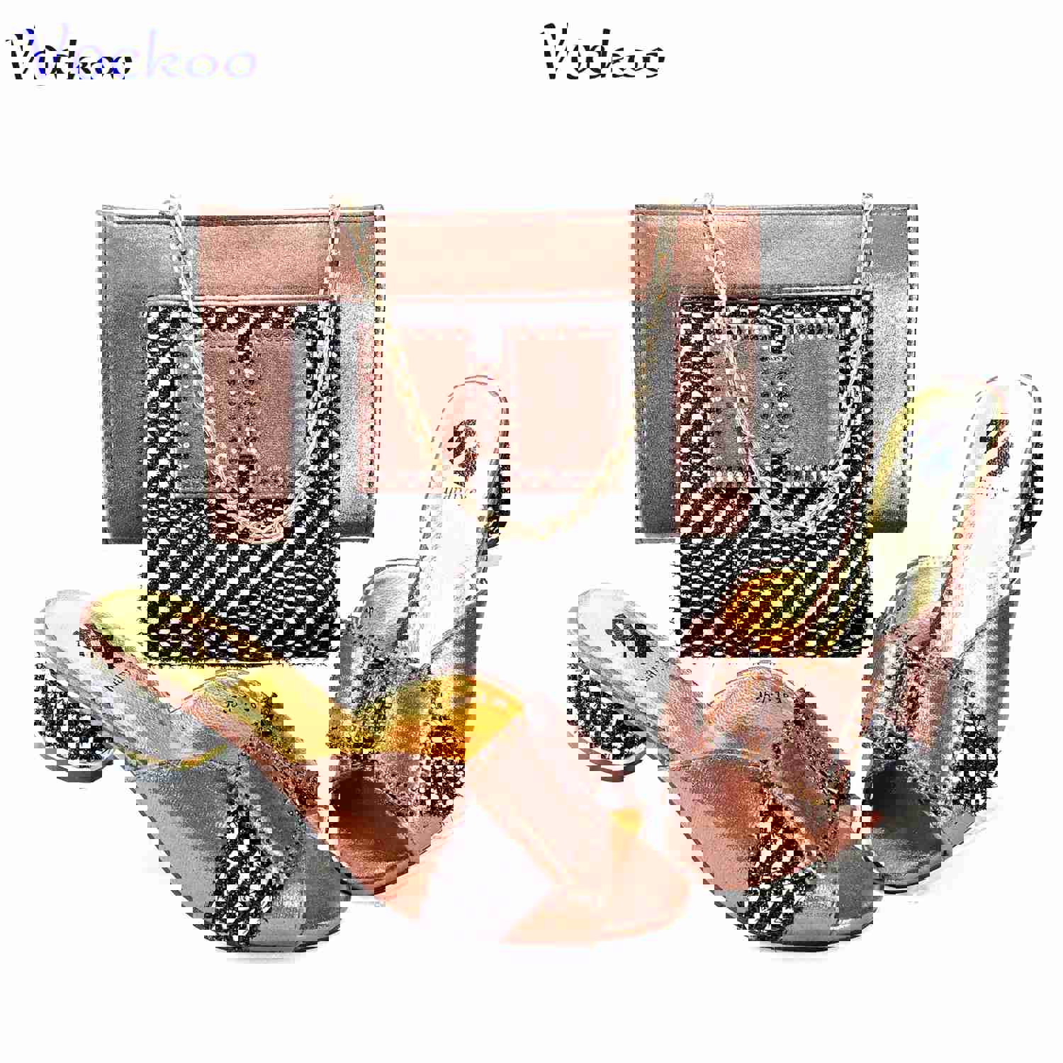 Sweet Style Italian Design Red High Heel Slippers for Women with Matching Bag