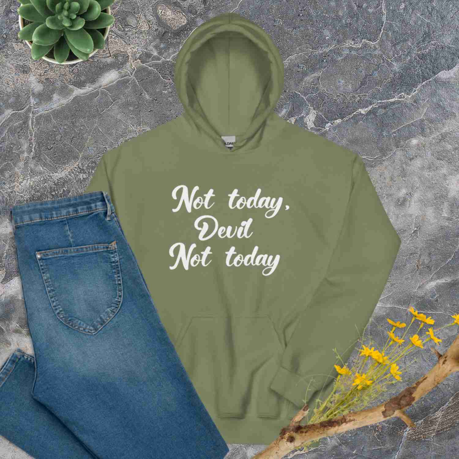 F&H Christian Not Today Devil Women's Hoodie - Soft & Stylish