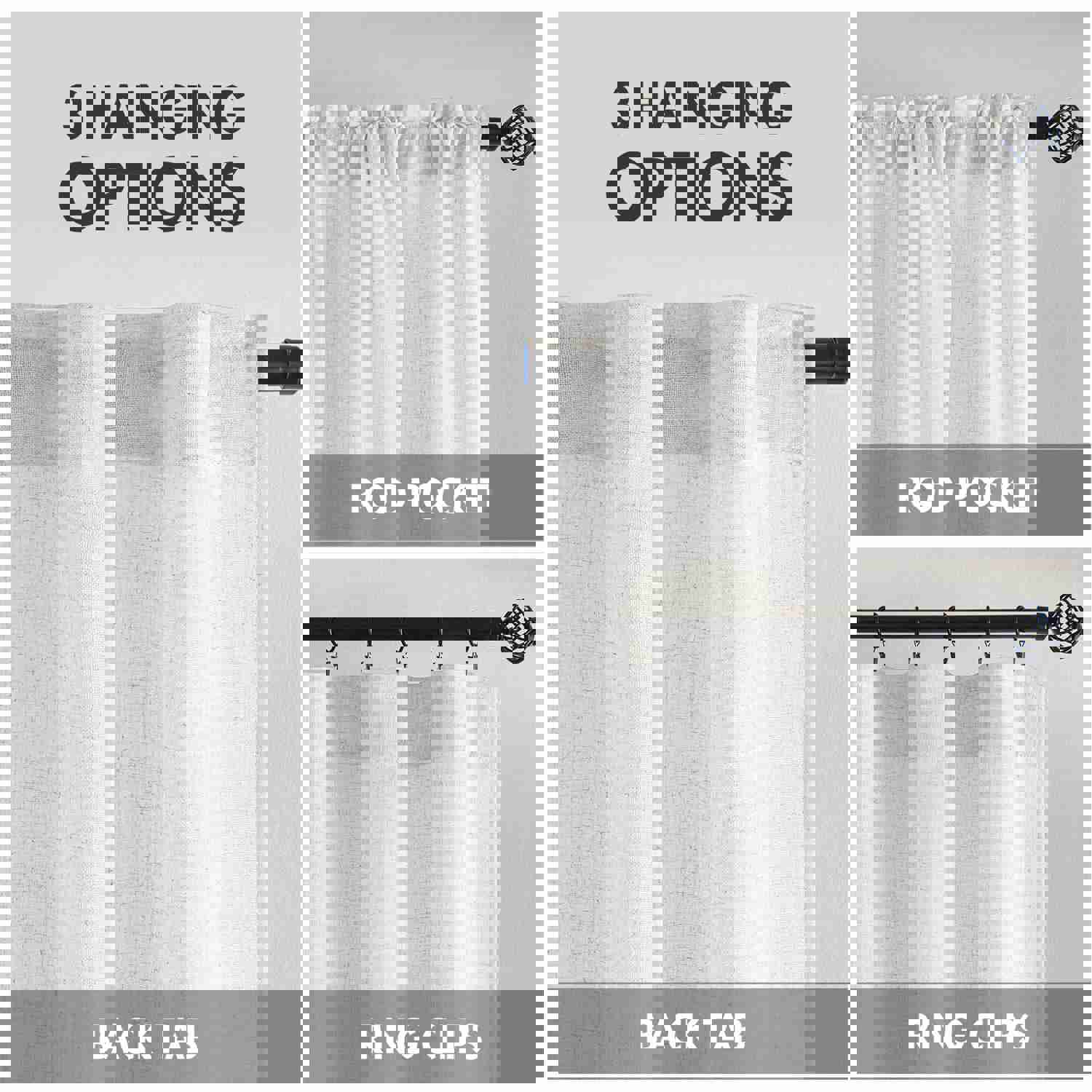 MIULEE White Linen Curtains 84 Inch Length for Bedroom Living Room