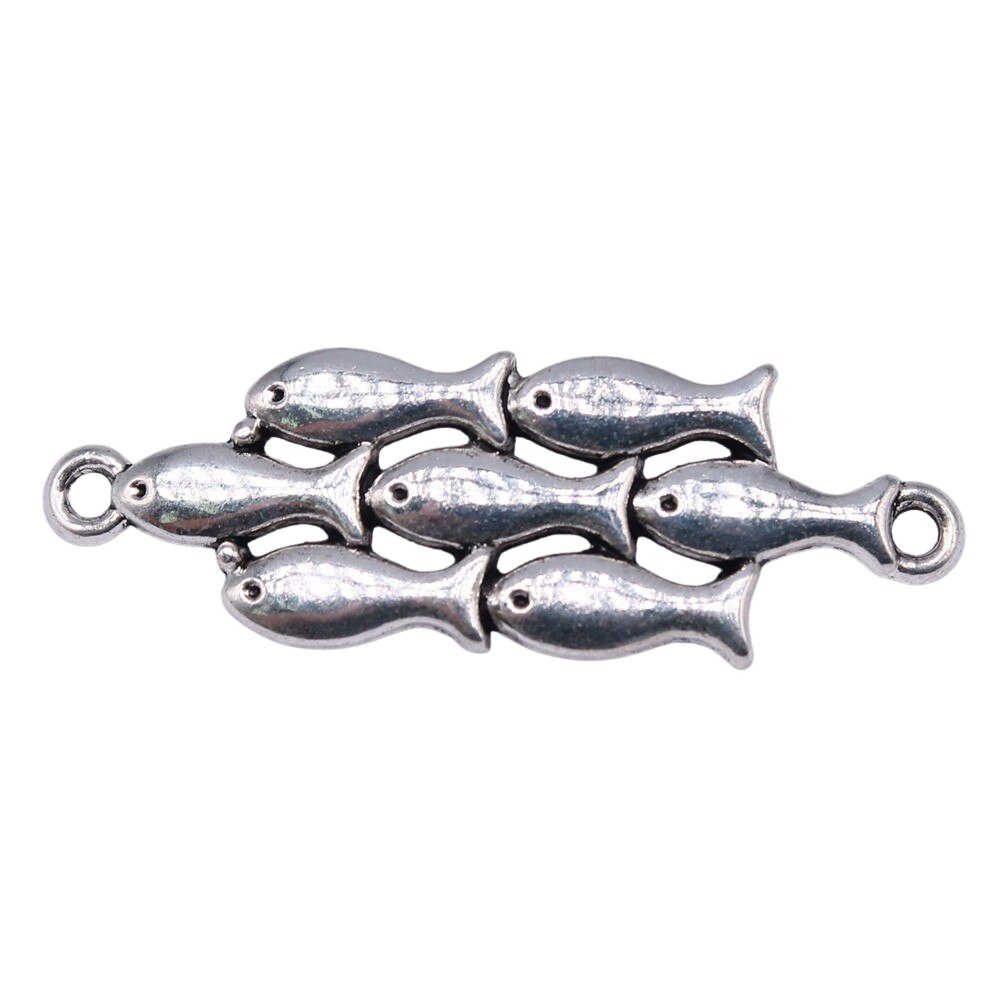 WYSIWYG 5pcs Charms 45x15mm Fish Connector Charms For Jewelry Making DIY Jewelry Findings Antique Silver Color Alloy Pendant