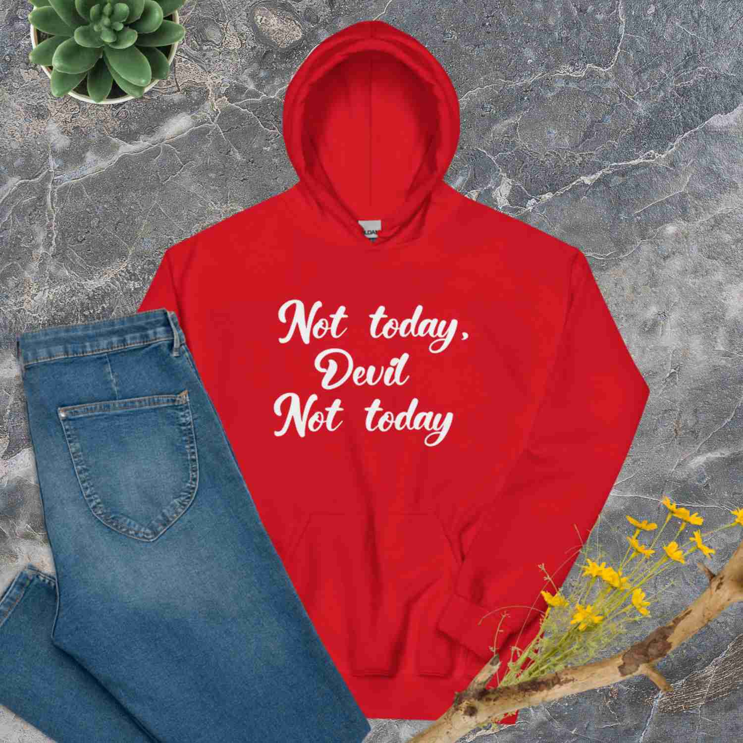 F&H Christian Not Today Devil Women's Hoodie - Soft & Stylish