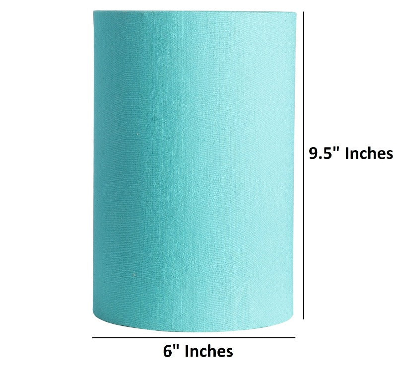 BTR CRAFTS Teal Cylinder Lamp Shade, Cotton Fabric, 6 Inches