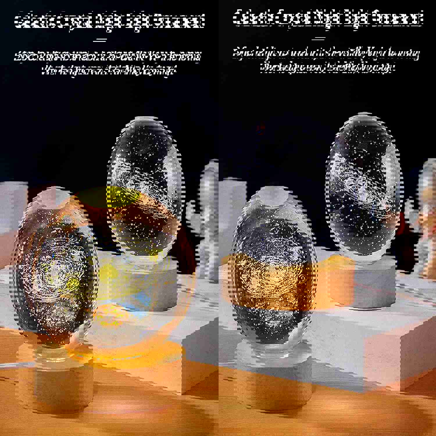 USB LED Night Light Galaxy Crystal Ball Table Lamp 3D Planet Moon Lamp for Home Decor