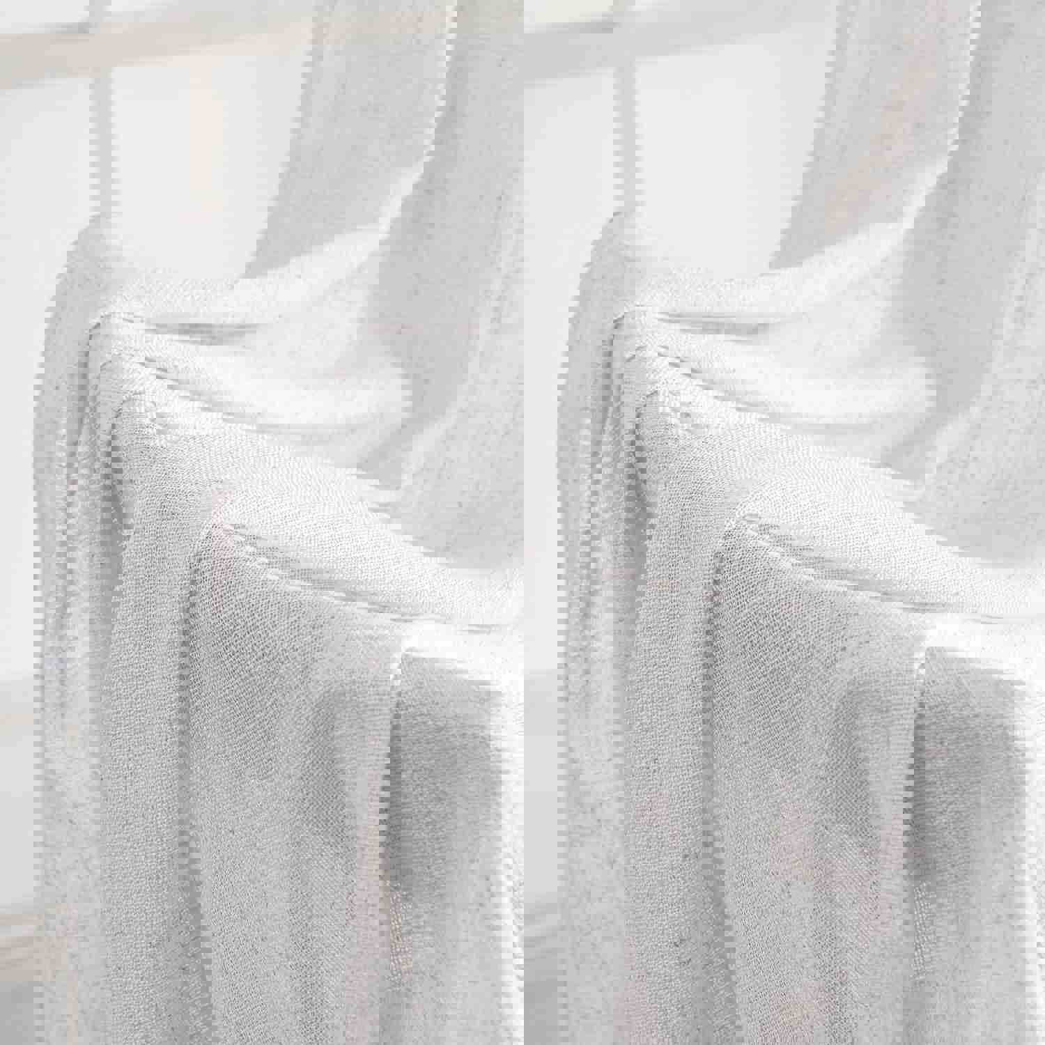 MIULEE White Linen Curtains 84 Inch Length for Bedroom Living Room