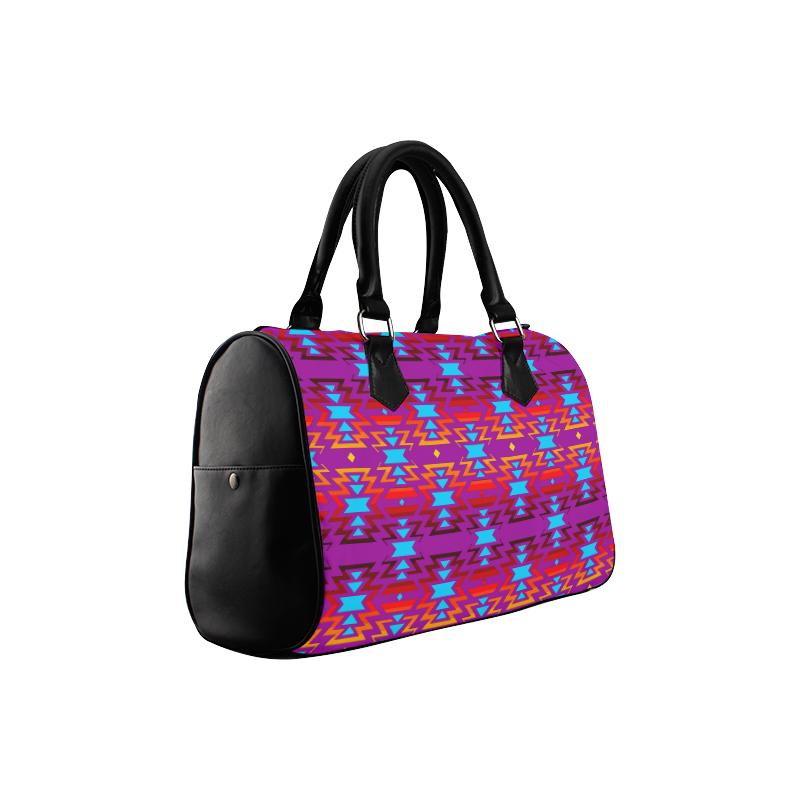 Big Pattern Fire Colors and Sky Moon Shadow Boston Handbag