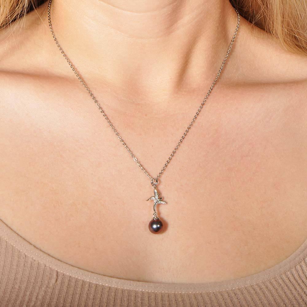 Pearl Bird of Paradise Pendant - 925 Sterling Silver with Pearl & Topaz