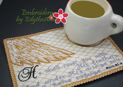 PSALM 91 SET OF 2 Gods Prayer of Protection IN THE HOOP Faith Based Mug Mat/Mug Rugs