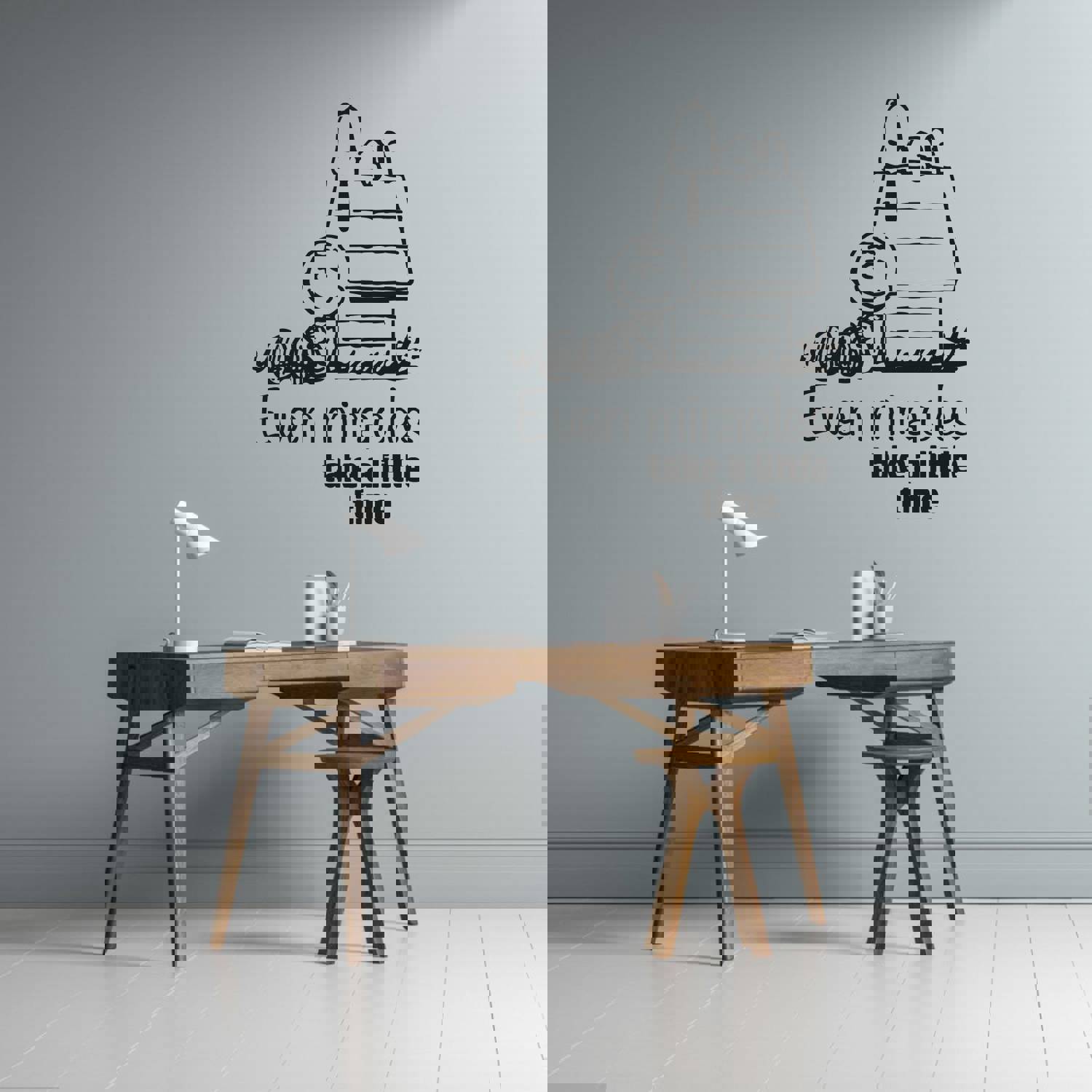 Snoopy Vinyl Wall Art Sticker Decal - Even Miracles Take A Little Time