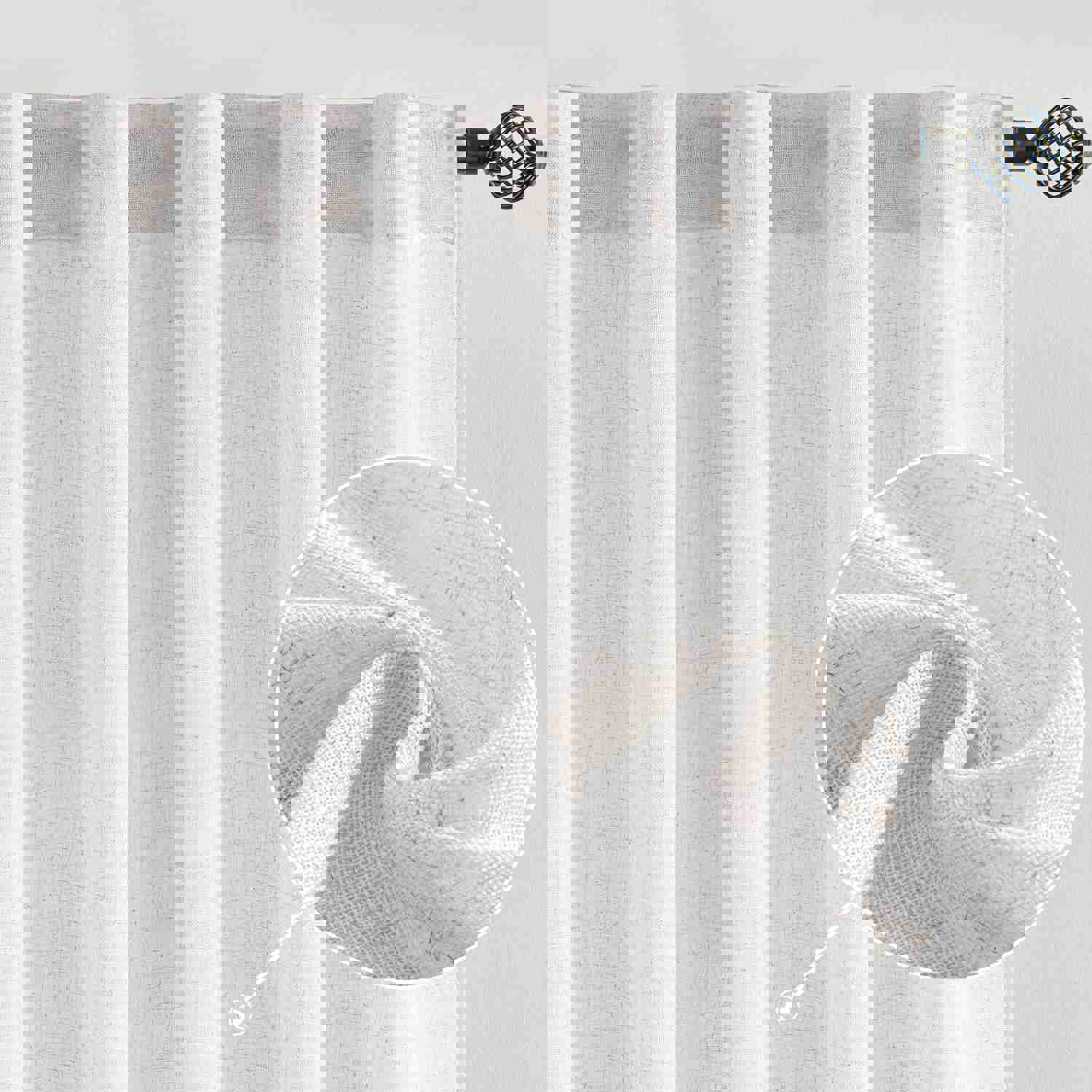 MIULEE White Linen Curtains 84 Inch Length for Bedroom Living Room